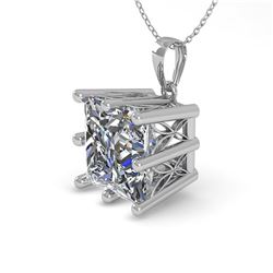 1 ctw VS/SI Princess Diamond Art Deco Necklace 14k White Gold