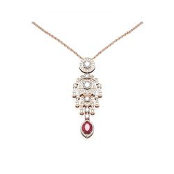 7.24 ctw Ruby & Diamond Necklace 18K Rose Gold