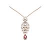 Image 1 : 7.24 ctw Ruby & Diamond Necklace 18K Rose Gold