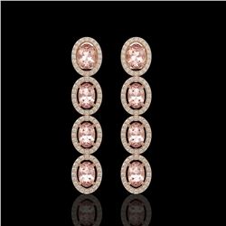 6.09 ctw Morganite & Diamond Micro Pave Halo Earrings 10k Rose Gold