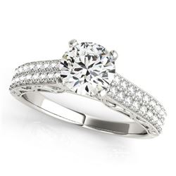1.16 ctw Certified VS/SI Diamond Antique Ring 18k White Gold