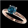 Image 1 : 1.29 ctw Certified Intense Blue Diamond Engagment Ring 10k Rose Gold