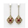 Image 1 : 4.19 ctw Ruby & Diamond Earrings 18K Yellow Gold