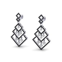3 ctw Micro Pave Black & White VS/SI Diamond Earrings 14k White Gold