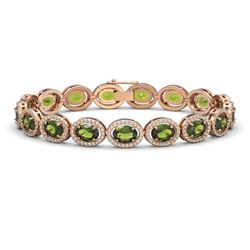 21.71 ctw Tourmaline & Diamond Micro Pave Halo Bracelet 10k Rose Gold