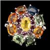 Image 1 : Natural Fancy Color Sapphire & Garnet Ring