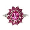 Image 1 : Natural Rich Pink Topaz & Red Ruby Ring