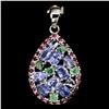 Image 1 : Natural Blue Tanzanite Emerald & Ruby Pendant