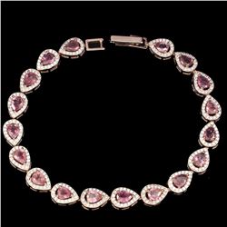 Natural Unheated Pear Pink Tourmaline Bracelet