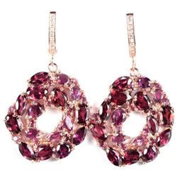 NATURAL PINK RASPBERRY RHODOLITE GARNET Earring