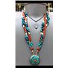 Image 1 : Tibet Hand Made Natural Turquoise & Coral Necklace