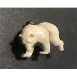 Hand Carved Antler 3D Bear Pendant