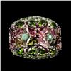 Image 2 : Natural Emerald & Unheated Pear Tourmaline Ring