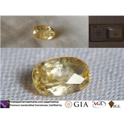 Vivid Yellow Sapphire, unheated, fine cut, GIA 2.03 ct