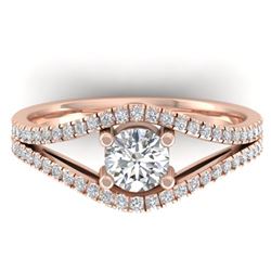 1.05 ctw Certified VS/SI Diamond Art Deco Ring 14k Rose Gold