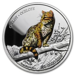 2018 Nicaragua 1 oz Silver 100 CÃ³rdobas Wildlife: Ocelot