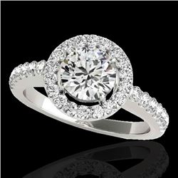 1.65 ctw Certified Diamond Solitaire Halo Ring 10k White Gold