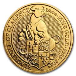 2018 Great Britain 1/4 oz Gold Queen's Beasts The Bull