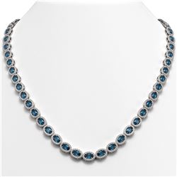 24.07 ctw London Topaz & Diamond Micro Pave Halo Necklace 10k White Gold