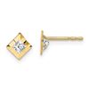 Image 1 : 14k Cubic Zirconia Square Deco Post Earrings - 44 mm