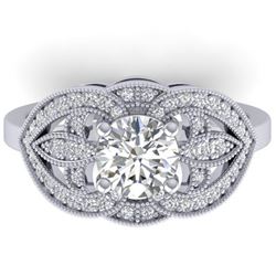 1.5 ctw Certified VS/SI Diamond Art Deco Micro Ring 14k White Gold