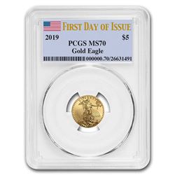 2019 1/10 oz Gold American Eagle MS-70 PCGS (First Day of Issue)