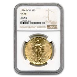 1924 $20 St. Gaudens Gold Double Eagle MS-65 NGC (DDO, VP-001)