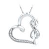 Image 1 : Sterling Silver Round Diamond Linked Infinity Heart Pendant 1/8 Cttw