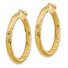 Image 2 : 14k Yellow Gold Diamond-cut Round Hoop Earrings - 20 mm