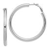 Image 1 : 14k White Gold Polished Round Hoop Earrings - 4x40 mm