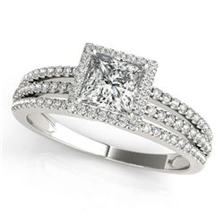 0.76 ctw Certified VS/SI Cushion Diamond Halo Ring 18k White Gold