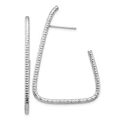 14k White Gold Diamond-cut Twisted Triangle Hoop Earrings - 45 mm