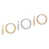 Image 1 : 14k Tri Color 3-pair Hoop Earrings Set