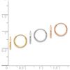Image 2 : 14k Tri Color 3-pair Hoop Earrings Set
