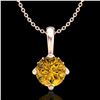 Image 1 : 0.82 ctw Intense Fancy Yellow Diamond Art Deco Necklace 18k Rose Gold