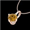 Image 2 : 0.82 ctw Intense Fancy Yellow Diamond Art Deco Necklace 18k Rose Gold