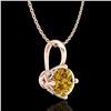 Image 3 : 0.82 ctw Intense Fancy Yellow Diamond Art Deco Necklace 18k Rose Gold