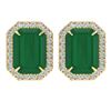 Image 1 : 10.40 ctw Emerald & Micro Pave VS/SI Diamond Earrings 18k Yellow Gold