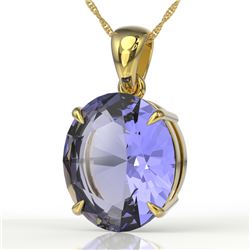 9 ctw Tanzanite Designer Solitaire Necklace 18k Yellow Gold