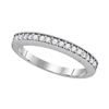 Image 1 : 10kt White Gold Round Pave-set Diamond Single Row Wedding Band 1/4 Cttw