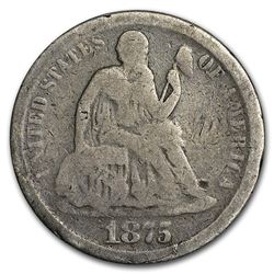 1875-CC Liberty Seated Dime Above Bow Good