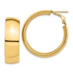 14k Yellow Gold Omega Back Hoop Earrings - 10x32 mm