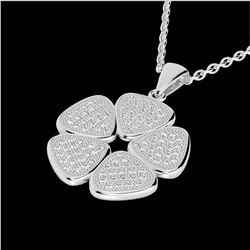 0.80 ctw Micro Pave VS/SI Diamond Designer Necklace 14k White Gold