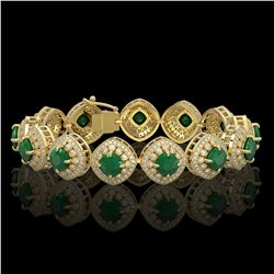 37.35 ctw Emerald & Diamond Victorian Bracelet 14K Yellow Gold