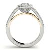 Image 3 : 0.92 ctw Certified VS/SI Diamond 2pc Set Solitaire Halo 14k 2Tone Gold