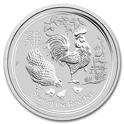 2017 Australia 2 oz Silver Lunar Rooster BU