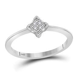 Sterling Silver Round Diamond Simple Square Cluster Ring .01 Cttw