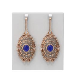 18.58 ctw Sapphire & Diamond Earrings 18K Rose Gold