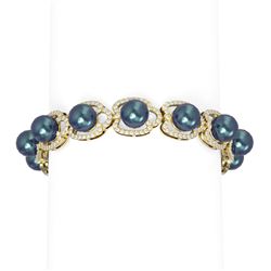 4.45 ctw Diamond & Pearl Bracelet 18K Yellow Gold