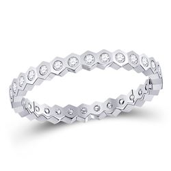 14kt White Gold Round Diamond Machine-Set Band Ring 1/4 Cttw